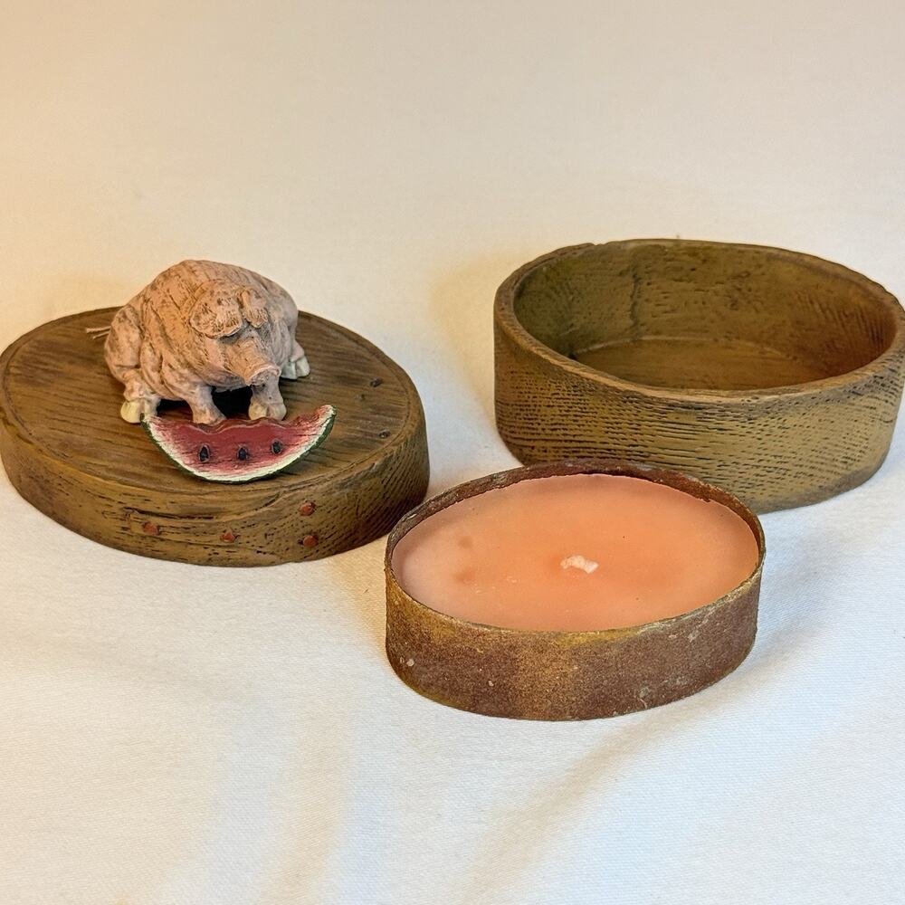 American Chestnut Folk Art 02’ Pig Shaker Candle Box - Picture 2 of 12